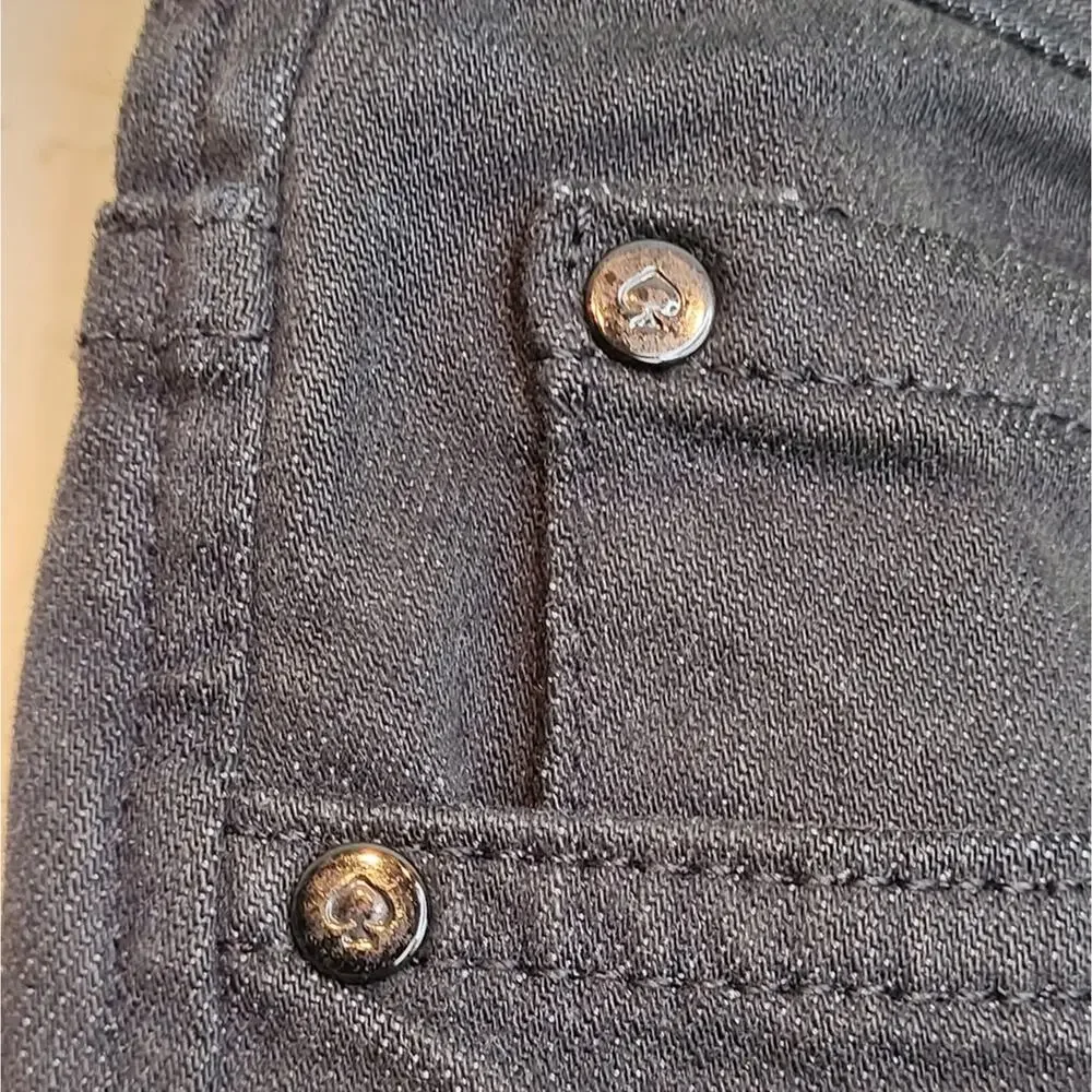 KATE SPADE Broom Street High Rise Raw Hem Straight Leg Black Denim Jeans SZ 30